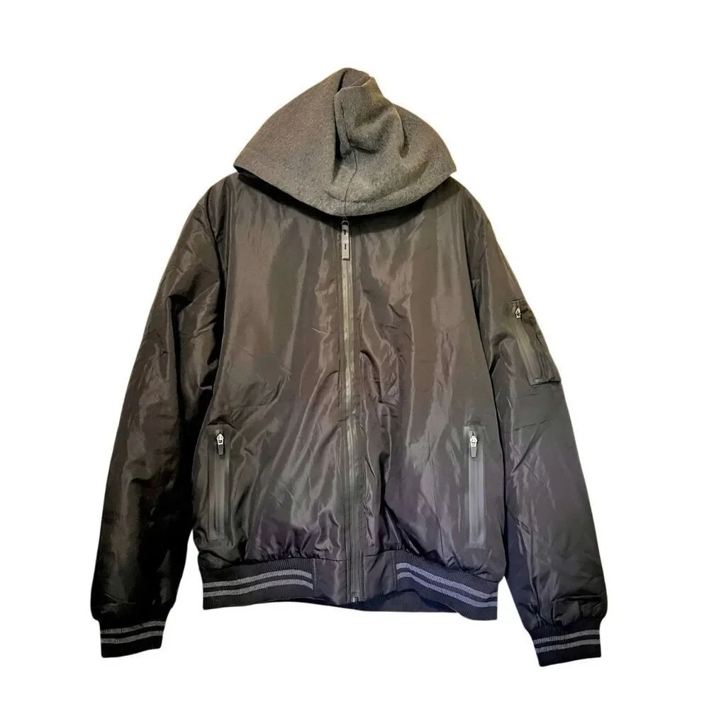 New With Tags Ring Of Fire Bomber Jacket W Hoodie Zip Front Size Large